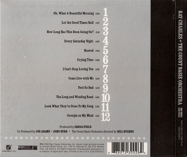Ray Charles + Count Basie Orchestra - Ray Sings - Basie Swings (CD, Album) (Near Mint (NM or M-)) - Image 2