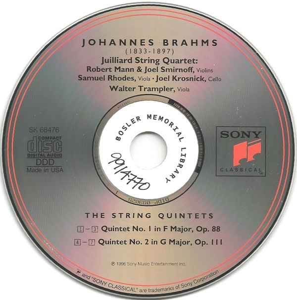 Johannes Brahms - Juilliard String Quartet, Walter Trampler - Die Streichquintette / The String Quintets (CD, Album) (Near Mint (NM or M-)) - Image 3