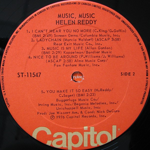 Helen Reddy - Music, Music (LP, Album) (Mint (M)) - Image 4