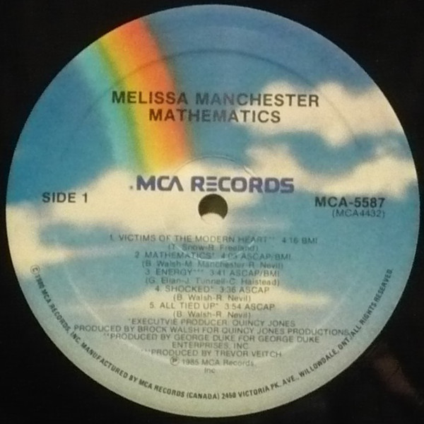 Melissa Manchester - Mathematics (LP, Album) (Mint (M)) - Image 2
