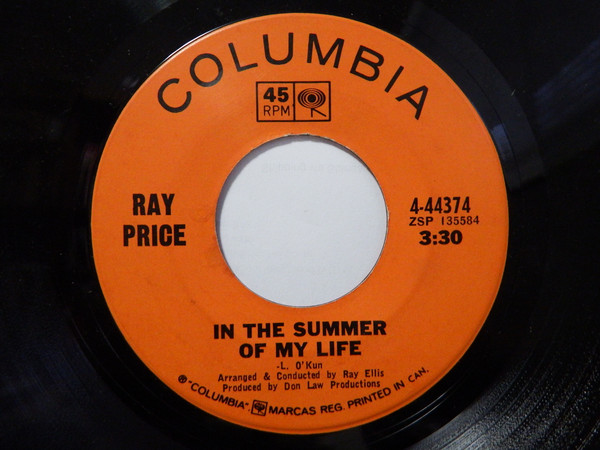 Ray Price - Take Me As I Am (Or Let Me Go) / In The Summer Of My Life (7", Promo, Pit) (Near Mint (NM or M-)) - Image 2