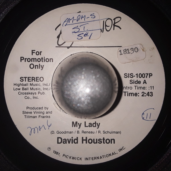 David Houston - My Lady (7", Single, Promo) (Very Good Plus (VG+))