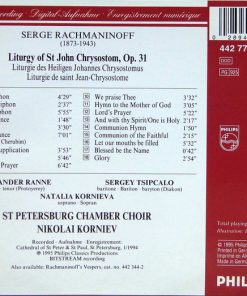 Alternative view of Sergei Vasilyevich Rachmaninoff - St Petersburg Chamber Choir, Nikolai Korniev - Liturgy Of St John Chrysostom (CD, Album) (Near Mint (NM or M-))