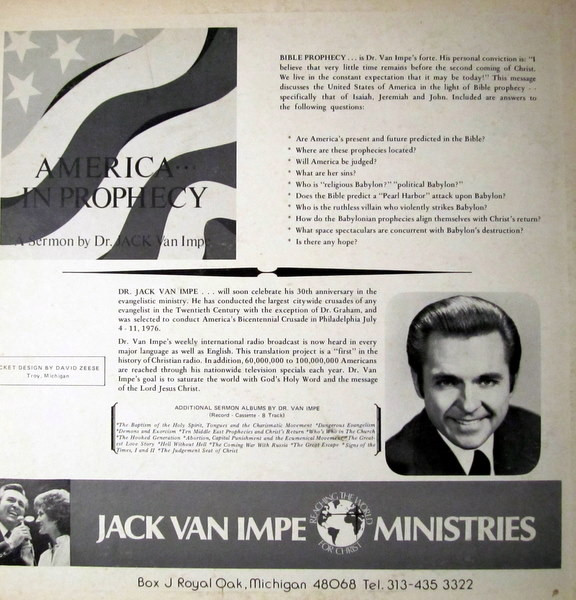 Jack Van Impe - America In Prophecy (LP) (Mint (M)) - Image 2