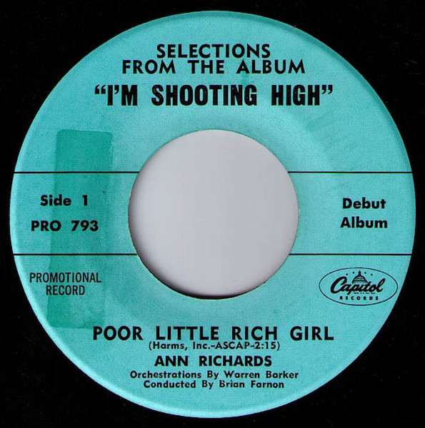Ann Richards - Poor Little Rich Girl / Will You Still Be Mine? (7", Promo) (Very Good (VG))