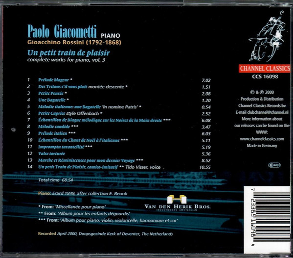 Paolo Giacometti, Gioacchino Rossini - Complete Works For Piano, Vol. 3: Un Petit Train De Plaisir (CD) (Near Mint (NM or M-)) - Image 2
