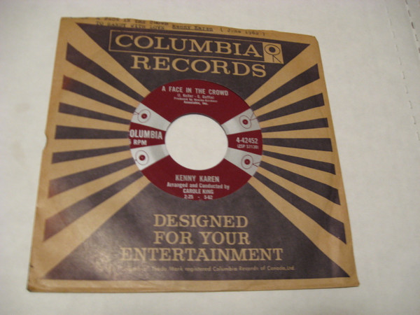 Kenny Karen - To Sandy With Love / A Face In The Crowd (7", Single) (Very Good Plus (VG+)) - Image 2