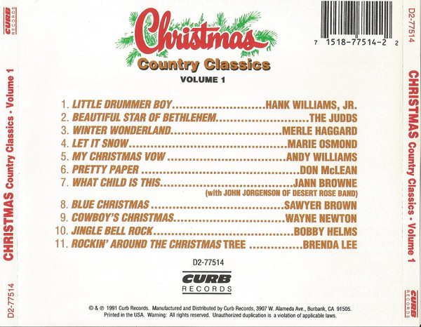 Various - Christmas Country Classics Volume One (CD, Comp) (Near Mint (NM or M-)) - Image 2
