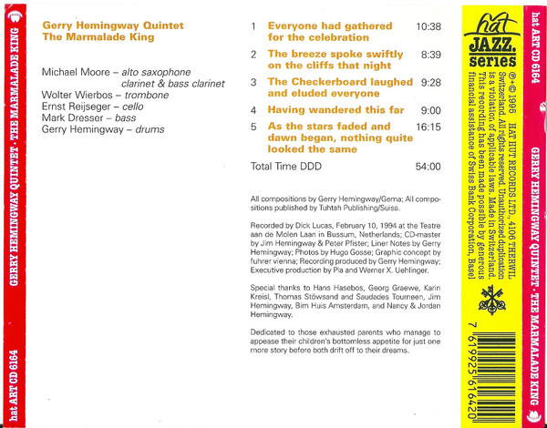 Gerry Hemingway Quintet - The Marmalade King (CD, Album) (Near Mint (NM or M-)) - Image 2