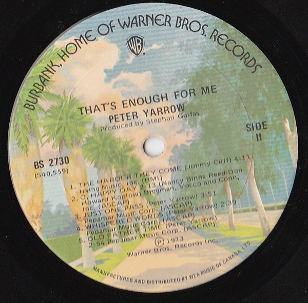 Peter Yarrow - That's Enough For Me (LP, Album) (Mint (M)) - Image 3