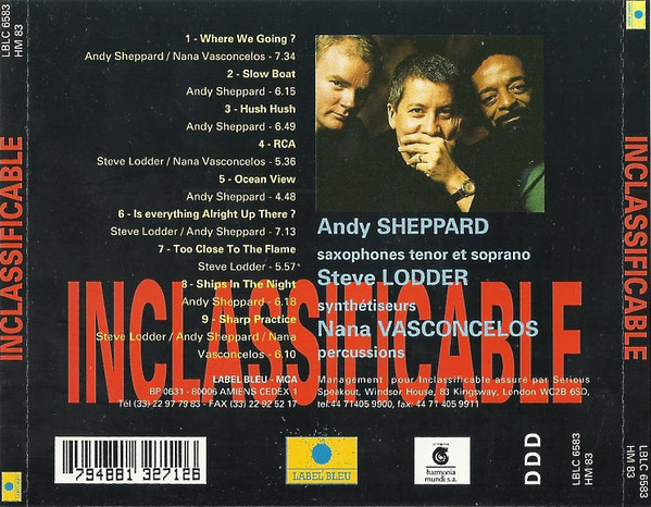 Andy Sheppard, Naná Vasconcelos, Steve Lodder - Inclassificable (CD, Album) (Near Mint (NM or M-)) - Image 2