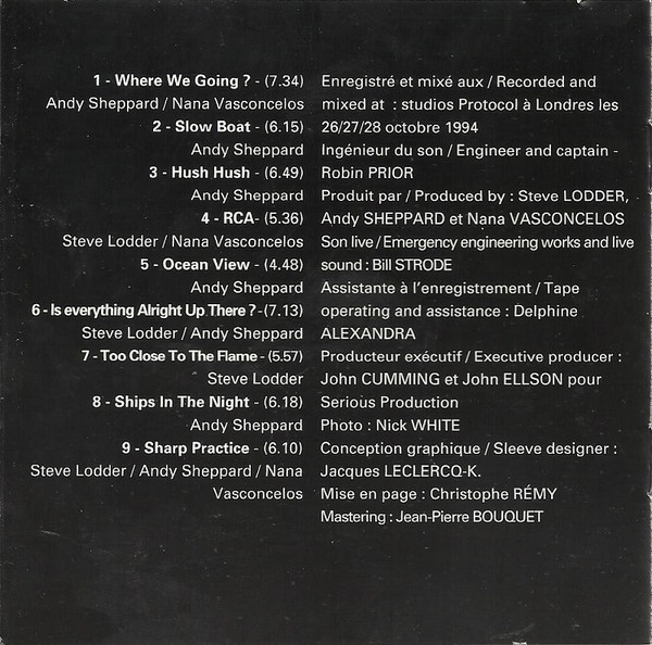 Andy Sheppard, Naná Vasconcelos, Steve Lodder - Inclassificable (CD, Album) (Near Mint (NM or M-)) - Image 4