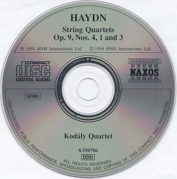 Joseph Haydn - Kodály Quartet - String Quartets Op. 9, Nos. 1, 3 And 4 (CD, Album) (Very Good Plus (VG+)) - Image 3