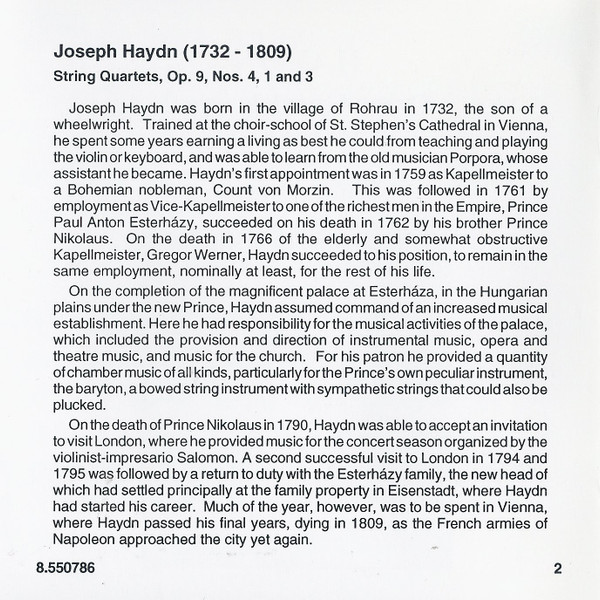 Joseph Haydn - Kodály Quartet - String Quartets Op. 9, Nos. 1, 3 And 4 (CD, Album) (Very Good Plus (VG+)) - Image 5