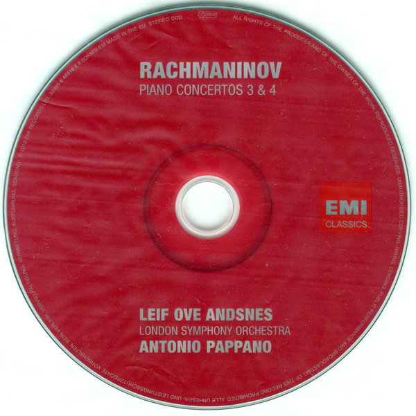 Sergei Vasilyevich Rachmaninoff, Leif Ove Andsnes, London Symphony Orchestra, Antonio Pappano - Piano Concertos 3 & 4 (CD, Album) (Near Mint (NM or M-)) - Image 3
