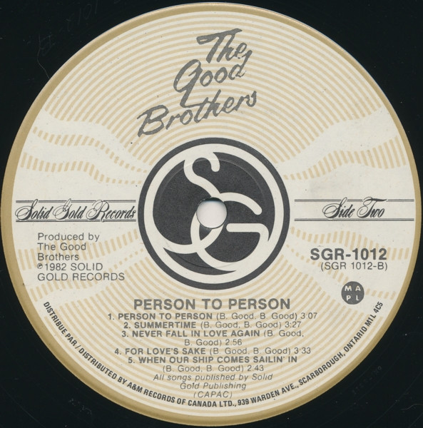 The Good Brothers (2) - Person To Person (LP, Album) (Mint (M)) - Image 4