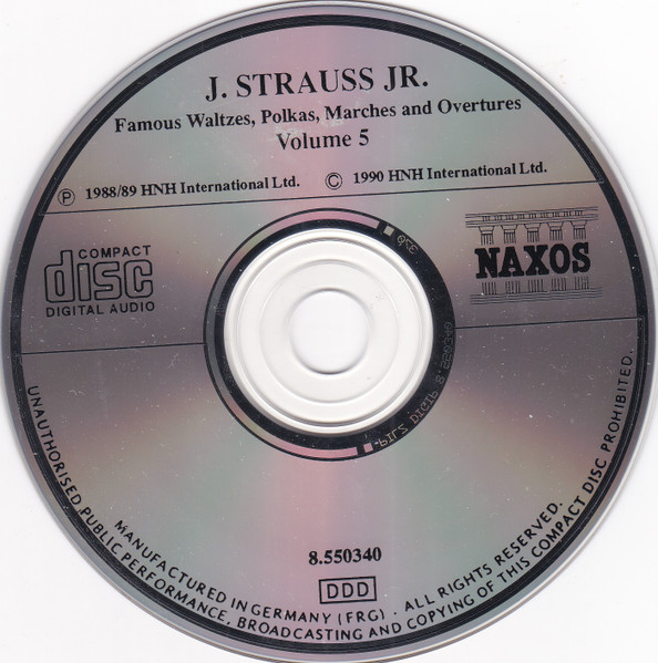Johann Strauss Jr. - Famous Waltzes, Polkas, Marches And Overtures = Beliebte Walzer, Polkas, Märsche Und Ouvertüren = Valses, Polkas, Et Ouvertures Célèbres, Volume 5 (CD, Comp, Pil) (Near Mint (NM or M-)) - Image 2