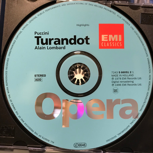 Giacomo Puccini - Montserrat Caballé, Mirella Freni, José Carreras, Chœur de L'Opéra National Du Rhin, Orchestre Philharmonique De Strasbourg, Alain Lombard - Turandot - Highlights (CD, Comp) (Near Mint (NM or M-)) - Image 3