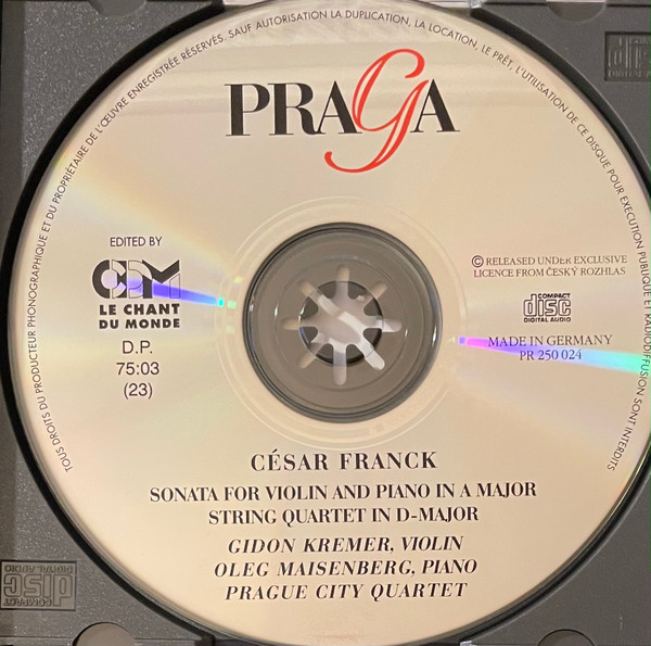 César Franck, Gidon Kremer, Oleg Maisenberg, Prague String Quartet - Sonata For Violin And Piano / String Quartet (CD, Comp) (Near Mint (NM or M-)) - Image 3