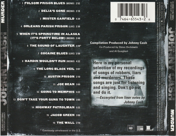 Johnny Cash - Murder (CD, Comp) (Mint (M)) - Image 2