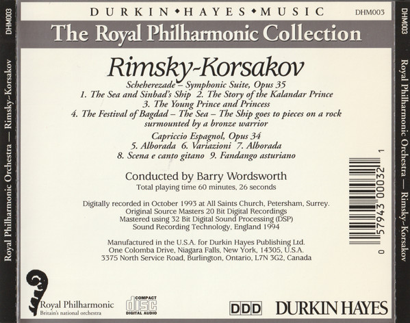 Nikolai Rimsky-Korsakov, Royal Philharmonic Orchestra Conducted By Barry Wordsworth - Scheherazade - Symphonic Suite, Opus 35 / Capriccio Espagno, Opus 34 (CD, Comp) (Near Mint (NM or M-)) - Image 2