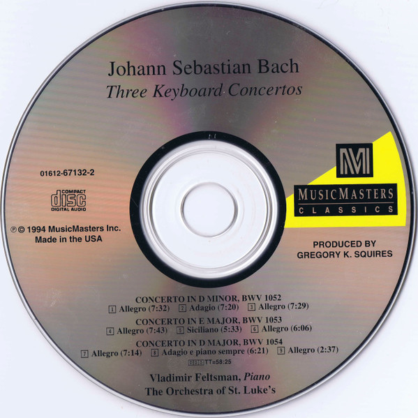 Johann Sebastian Bach, Vladimir Feltsman, Orchestra Of St. Luke's - Bach Three Keyboard Concertos (CD, Album) (Near Mint (NM or M-)) - Image 3