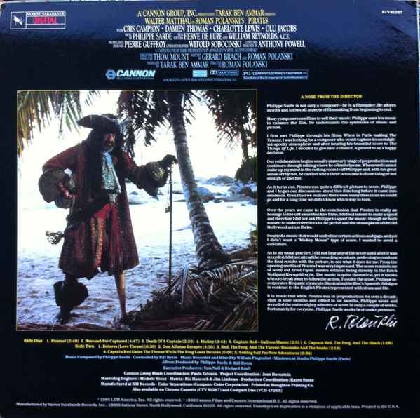 Philippe Sarde - Pirates (Original Motion Picture Soundtrack) (LP, Album) (Mint (M)) - Image 2