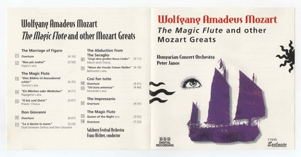 Wolfgang Amadeus Mozart, Peter Janos, Hungarian State Orchestra - Magic Flute And Other Mozart Greats (CD, Album, RE, RM) (Near Mint (NM or M-)) - Image 3