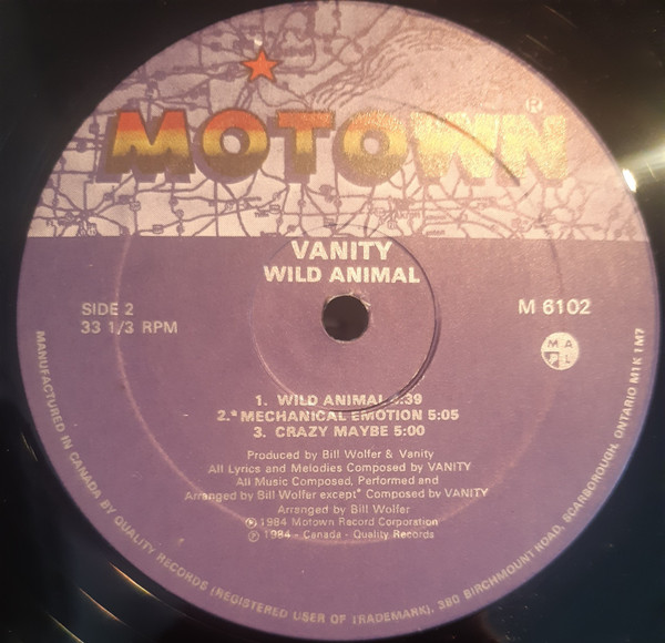 Vanity - Wild Animal (LP, Album, MAP) (Mint (M)) - Image 4
