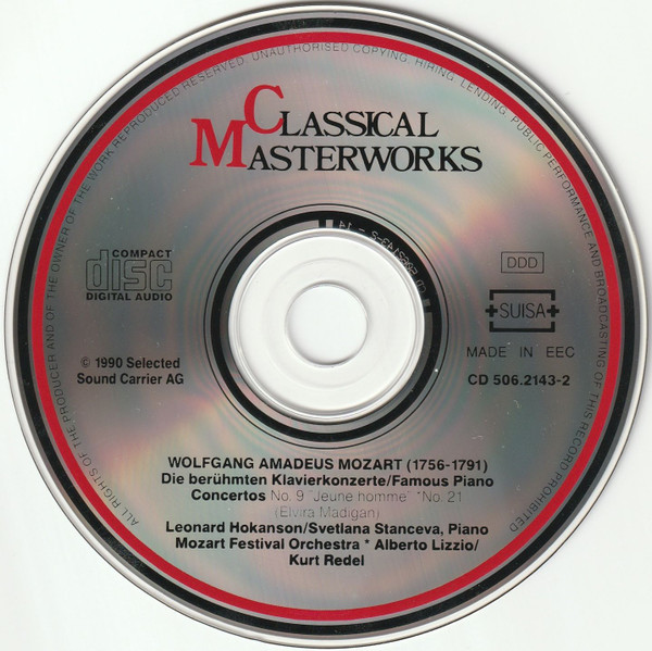 Wolfgang Amadeus Mozart, Leonard Hokanson, Svetlana Stanceva, Mozart Festival Orchestra (2), Alberto Lizzio, Kurt Redel - Wolfgang Amadeus Mozart - Die Berühmten Klavierkonzerte/Famous Piano Concertos (CD, Comp) (Near Mint (NM or M-)) - Image 4