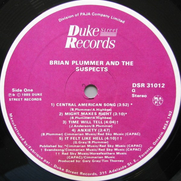 Brian Plummer And The Suspects - Brian Plummer & The Suspects (LP, Album) (Mint (M)) - Image 3