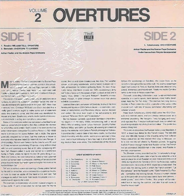 Arthur Fiedler And Boston Pops Orchestra - Great Moments Of Music: Volume 2, Overtures (LP, Comp) (Mint (M)) - Image 2