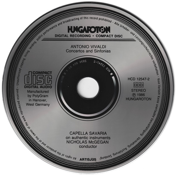 Antonio Vivaldi - Capella Savaria, Nicholas McGegan - Concertos And Sinfonias (CD) (Near Mint (NM or M-)) - Image 3