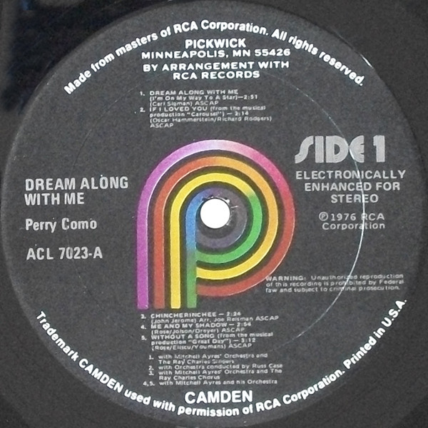 Perry Como - Dream Along With Me (LP, Album, RE) (Mint (M)) - Image 3