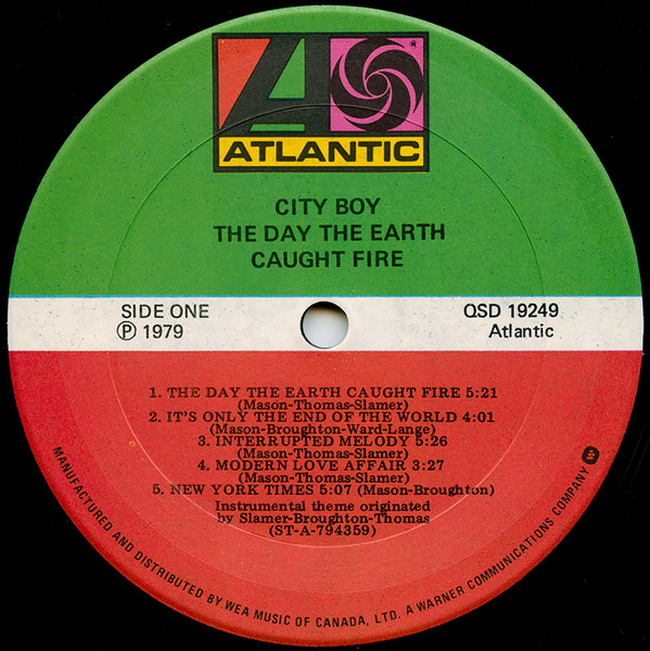 City Boy - The Day The Earth Caught Fire (LP, Album) (Mint (M)) - Image 3