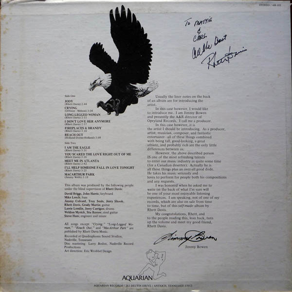 Rhett Davis (2) - For My Friends (LP) (Mint (M)) - Image 2