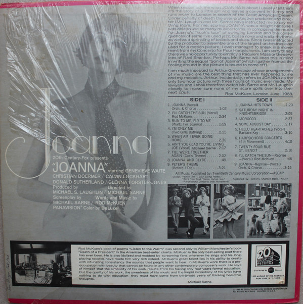 Rod McKuen - Joanna (LP) (Mint (M)) - Image 2