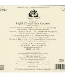 Alternative view of James Brooks (2), Thomas Linley (The Younger), Thomas Shaw, Samuel Wesley – Elizabeth Wallfisch, The Parley Of Instruments, Peter Holman - English Classical Violin Concertos (CD, Album) (Near Mint (NM or M-))