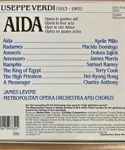 Alternative view of Giuseppe Verdi - Aprile Millo, Placido Domingo, Dolora Zajick, James Morris (5), Samuel Ramey, James Levine (2), The Metropolitan Opera House Orchestra And Metropolitan Opera Chorus - Aida (3xCD, Album, 20- + Box) (Near Mint (NM or M-))