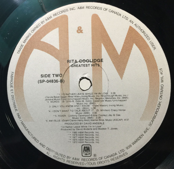Rita Coolidge - Greatest Hits (LP, Comp) (Mint (M)) - Image 4