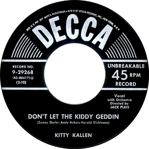 Kitty Kallen - I Want You All To Myself (Just You) (7", Ric) (Near Mint (NM or M-)) - Image 2