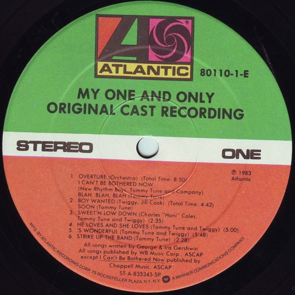 Twiggy (2) And Tommy Tune (2) - My One And Only (Original Cast Recording) (LP, Album, SP ) (Mint (M)) - Image 3