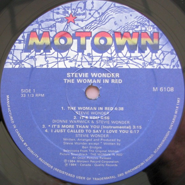Stevie Wonder - The Woman In Red (Selections From The Original Motion Picture Soundtrack) (LP, Album) (Mint (M)) - Image 4