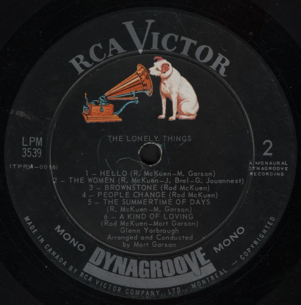 Glenn Yarbrough - The Lonely Things (LP, Mono) (Mint (M)) - Image 4