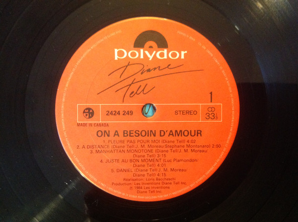Diane Tell - On A Besoin D'Amour (LP, Album) (Mint (M)) - Image 3