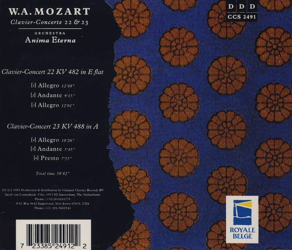 Wolfgang Amadeus Mozart, Anima Eterna, Jos Van Immerseel - Clavier-Concerte 22 & 23 (CD) (Near Mint (NM or M-)) - Image 2