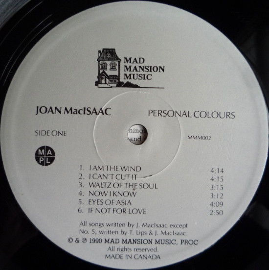 Joan MacIsaac - Personal Colours (LP, Album) (Mint (M)) - Image 3