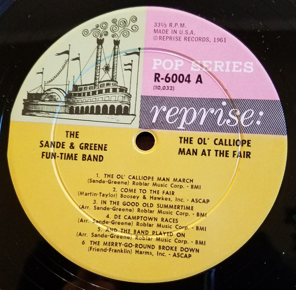 Sande & Greene Fun-Time Band - The Ol' Calliope Man At The Fair (LP, Album) (Mint (M)) - Image 3