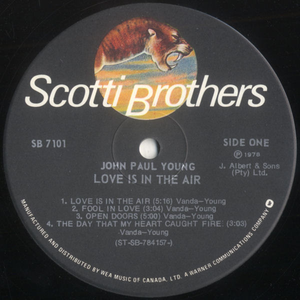 John Paul Young - Love Is In The Air (LP, Album) (Mint (M)) - Image 3
