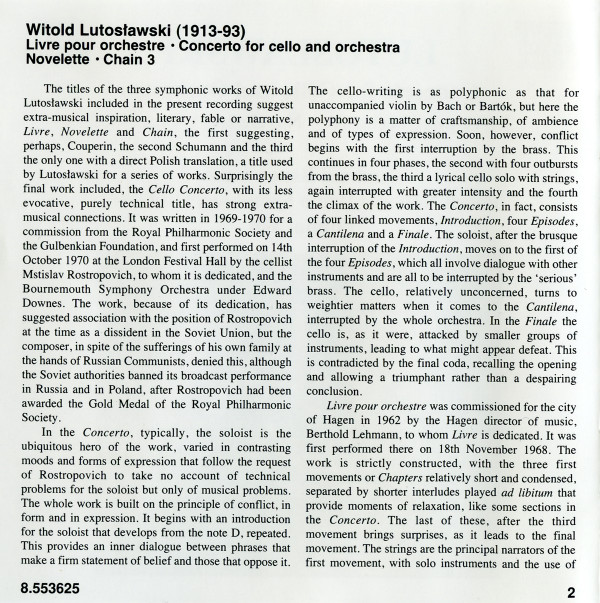 Witold Lutoslawski, Andrzej Bauer, Wielka Orkiestra Symfoniczna Polskiego Radia W Katowicach, Antoni Wit - Concerto For Cello And Orchestra (Livre Pour Orchestre • Novelette • Chain No. 3) (CD, Album) (Near Mint (NM or M-)) - Image 5